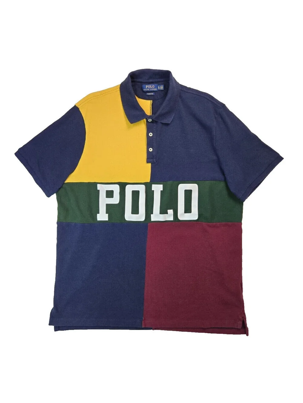 Polo Ralph Lauren Multi Color Block Pinwheel Spellout Polo Mens Size XL
